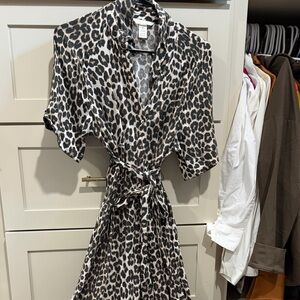 H&M Leopard Print Maxi Dress in Black and Cream